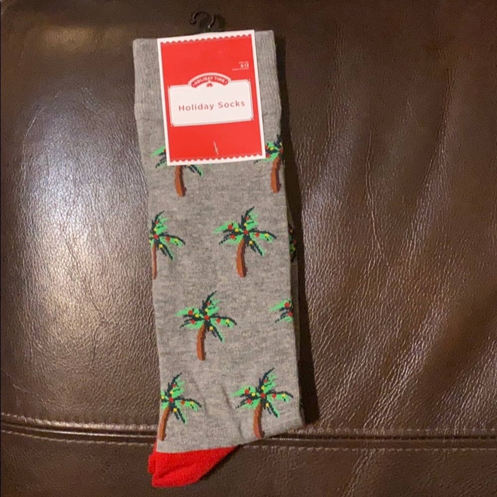 Holiday Time Novelty Palm Tree Cotton Crew Socks